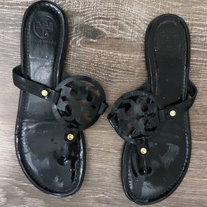 Tory Burch Patent Black Miller Sandals